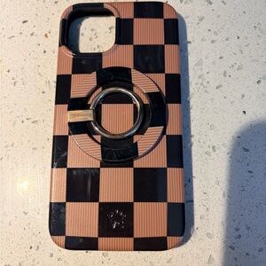 Velvet Caviar Checkered Black and Brown Phone Case with magnetic ring - used